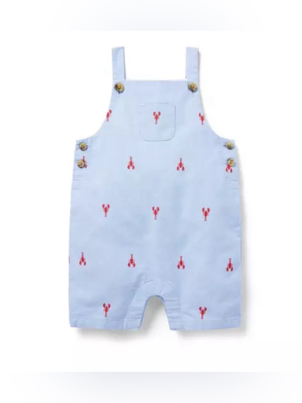 Janie and Jack, Light Blue Lobster Shortall, 3-6 months